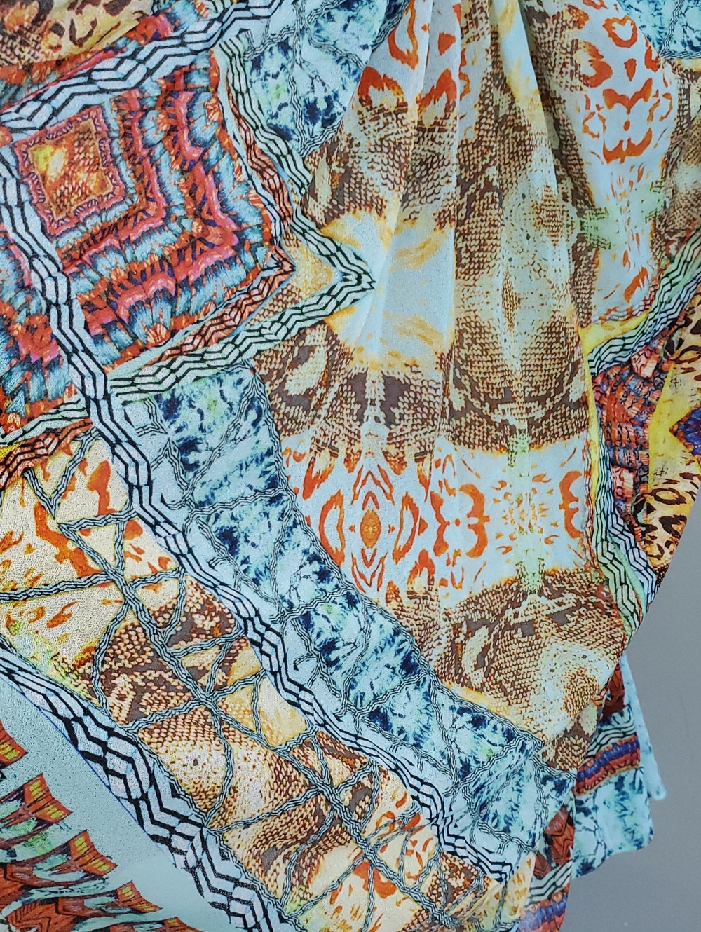 LULI FAMA Boho Turquoise Paisley Tie-Side Beach Swim Cover Up - Picture 4 of 6